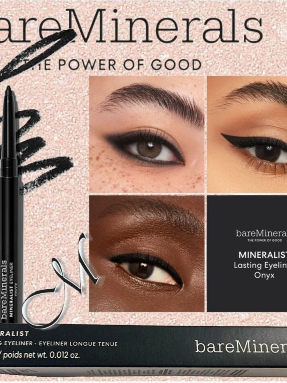bareMinerals Mineralist Lasting Waterproof Eyeliner* ~ONYX (Rich Black) NIB .35g